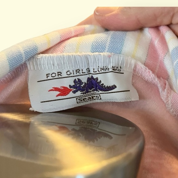 Vintage 80s Sears pink striped puff sleeve semi cropped vest top S - Picture 8 of 8